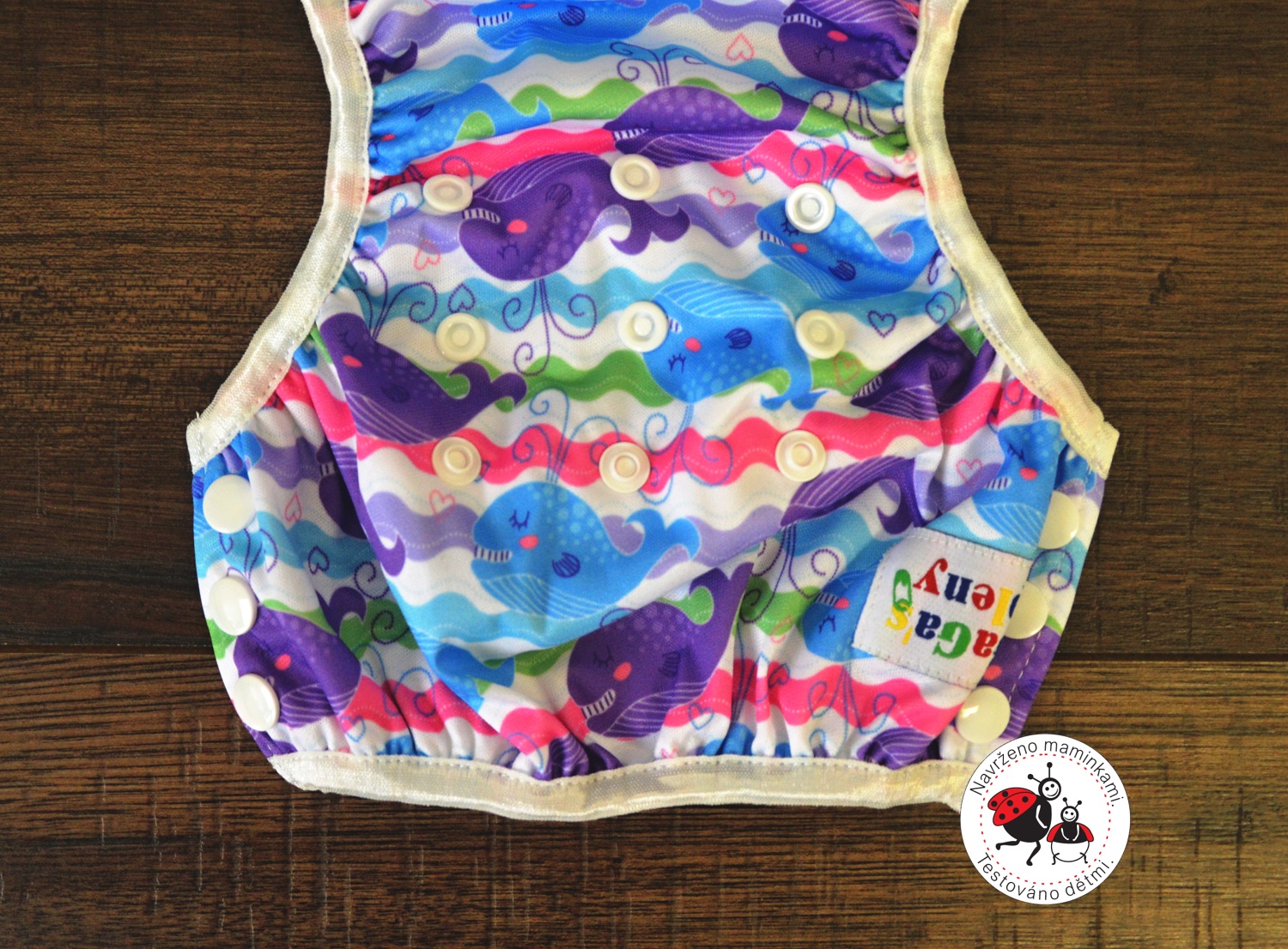 Plenkové plavky pro miminko Barevné velryby